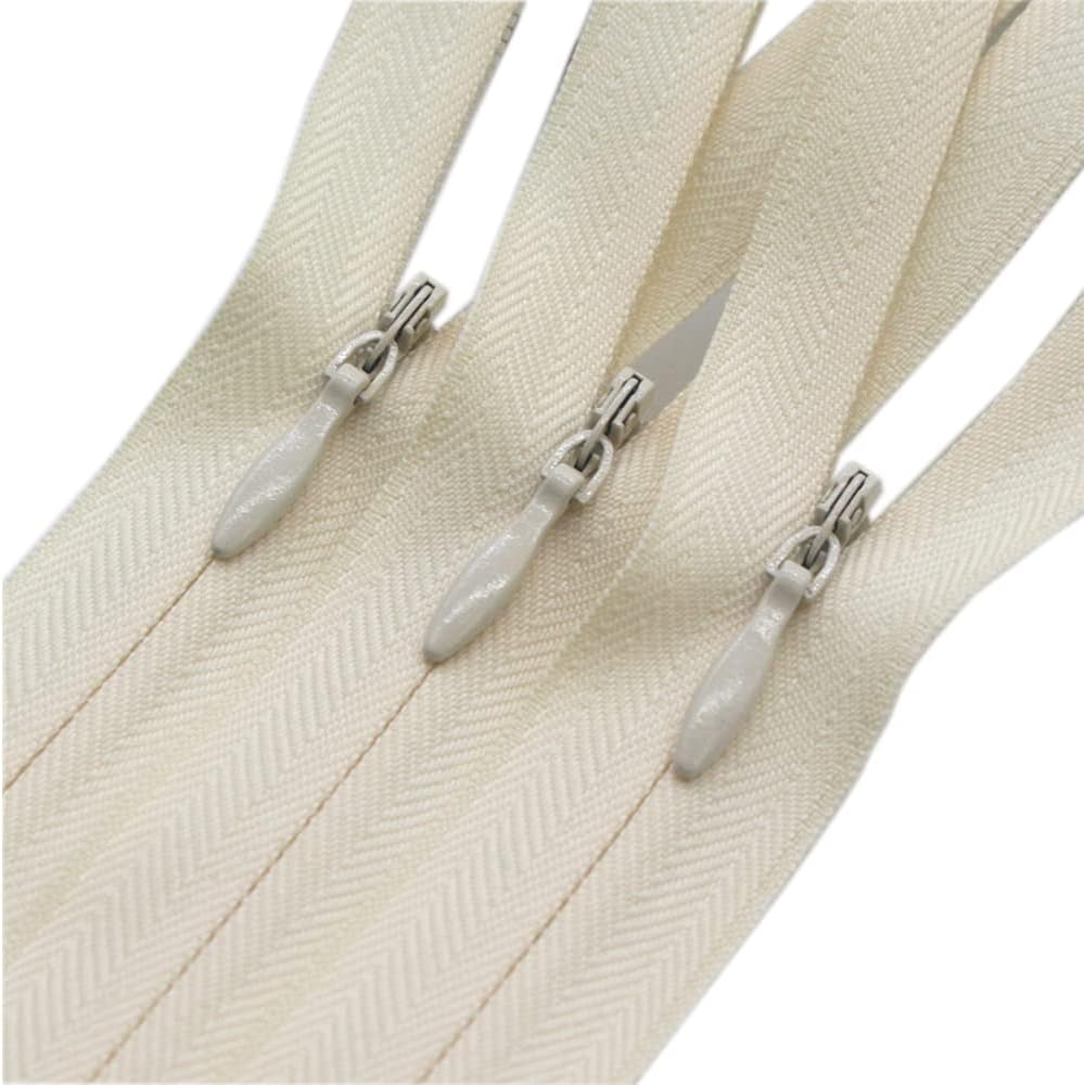YaHoGa 10pcs 26 Inches Invisible Zippers Conceal Zippers for Sewing, Dress, Garments, Clothes, Pillow, Tailor, Craft (Beige, 26")