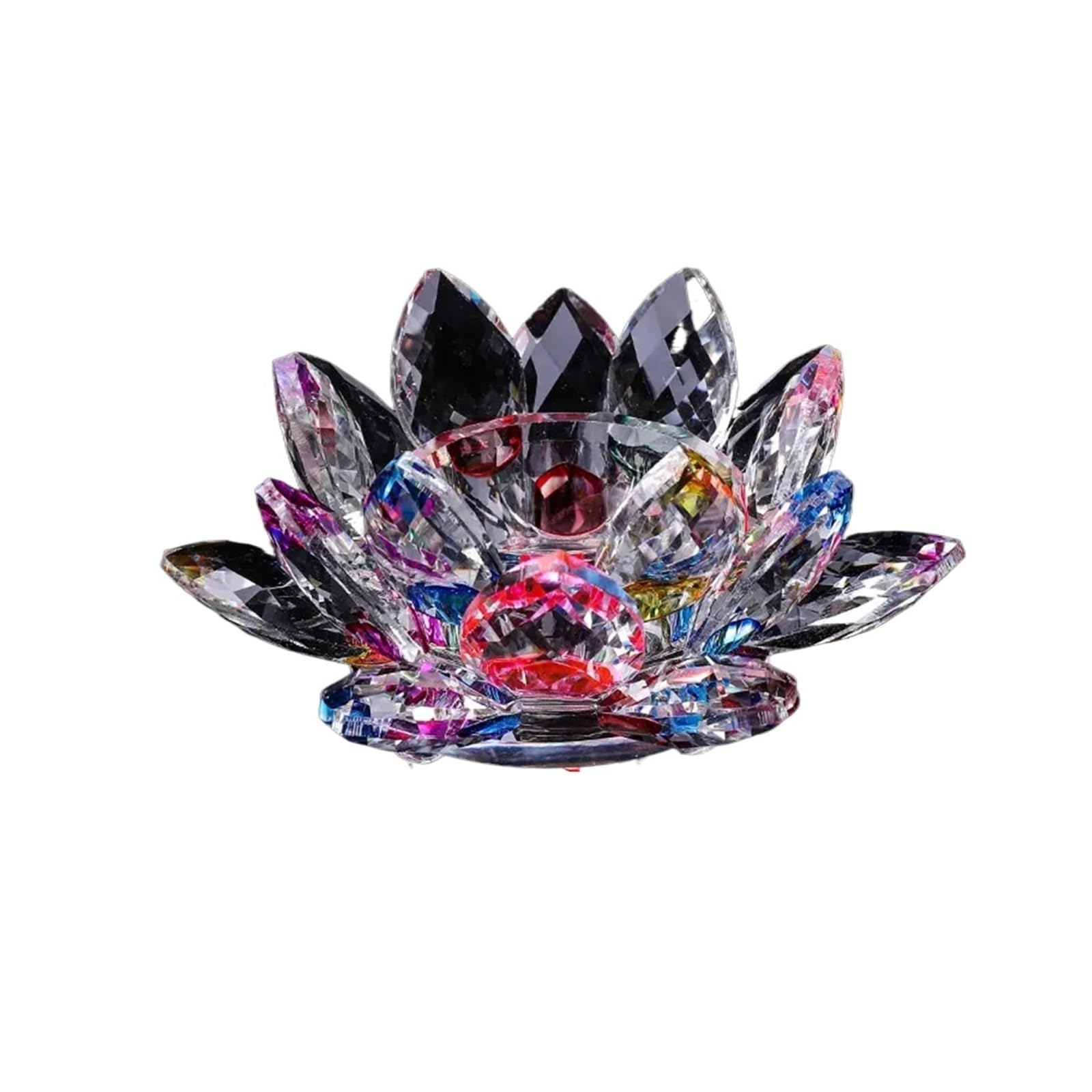 Handcrafts Crystal Lotus Flower Candlesticks Glass Tealight Candle Holders Ornament Home Decor(Color2)