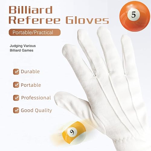 Miniatura 2 de CRICAL Guantes de billar Competición Árbitro Guantes Blanco 2PCS Billar Billar Cómodo Accesorios Profesionales