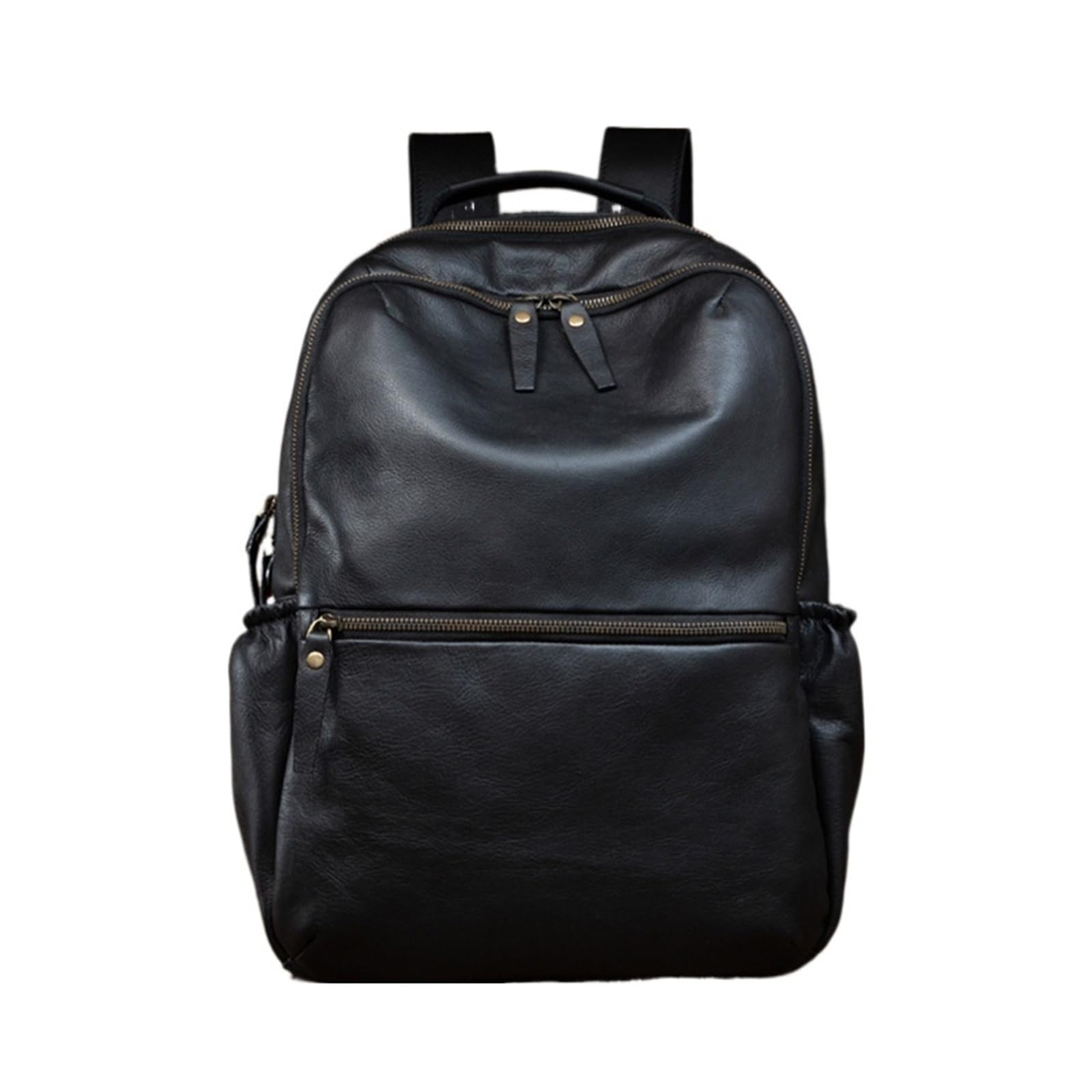 Vintage LARGE black leather backpack. Unisex Personalized Leather Backpack,Unisex Vintage Soft Look  main image 2