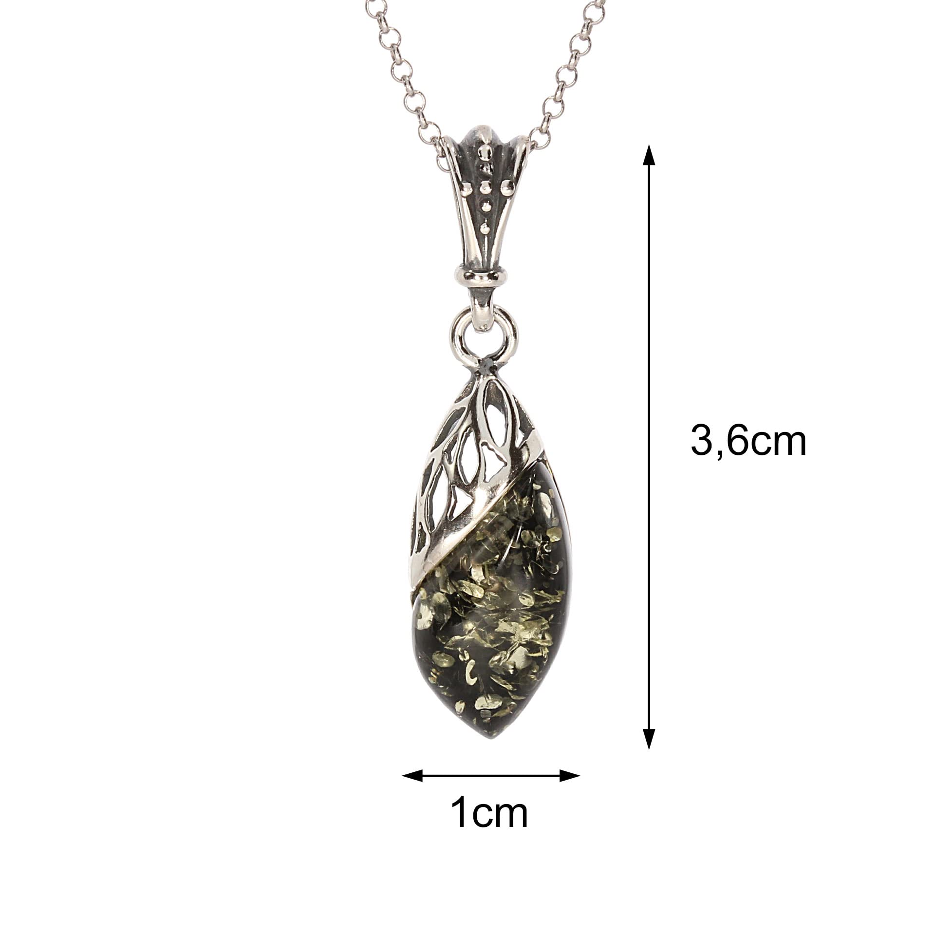 Pendentif ambre élégant (sans chaîne) en ambre et argent sterling 925/000, Ambre de la Baltique argent sterling 925/000, Ambre