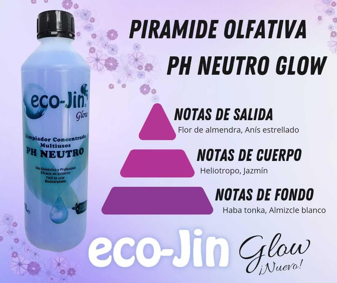 ECO-JIN Limpiador Multiusos Extra Concentrado PH Neutro Glow con Difusor Aroma Jazmin y Violetas