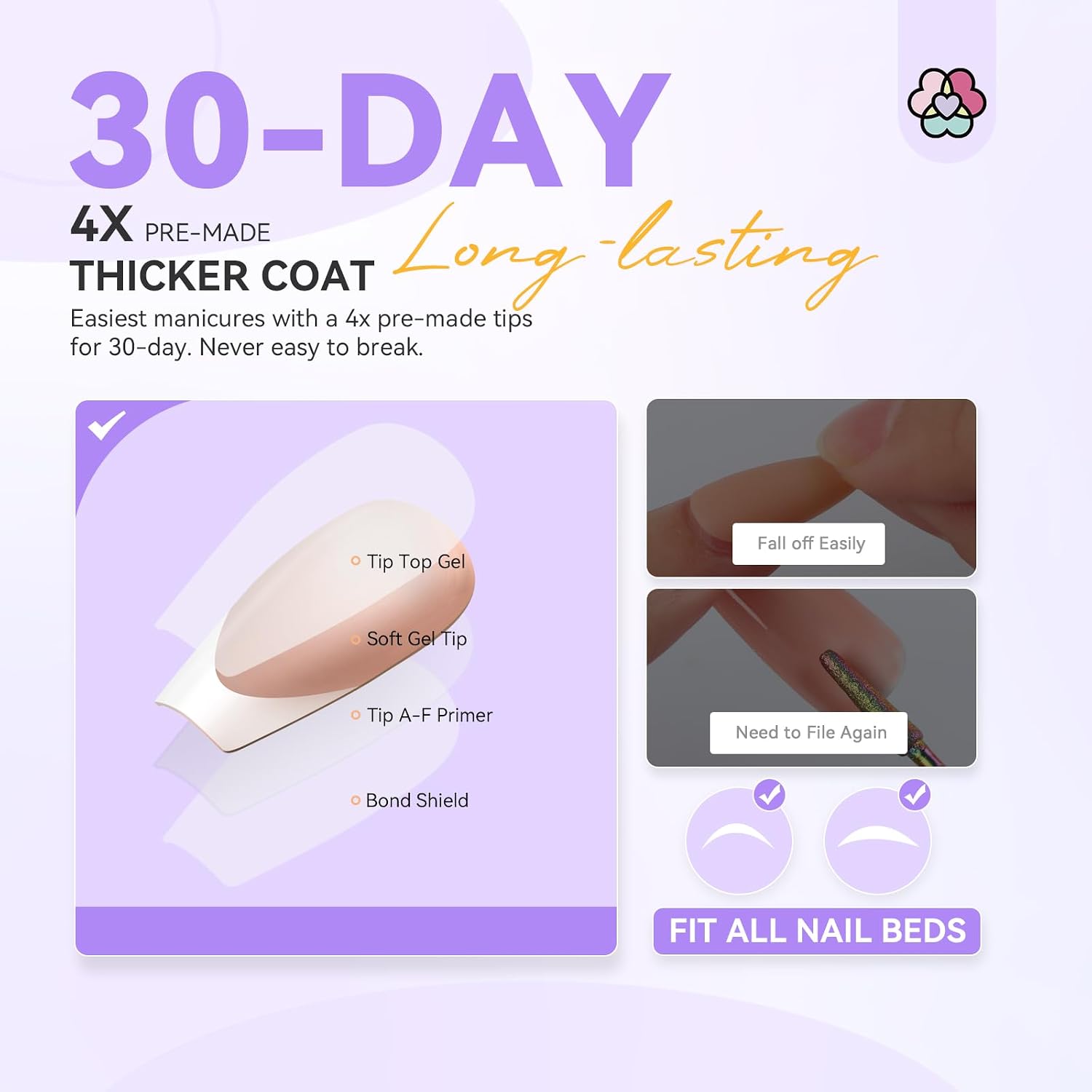 SAVILAND Press On Nails for Women: Long Square 160PCS Natural Acrylic Press On Nails Nude French Tip Nails Sturdy & Long-lasting Press on Nails Soft Gel Nail Tips for Extension DIY Nail Art