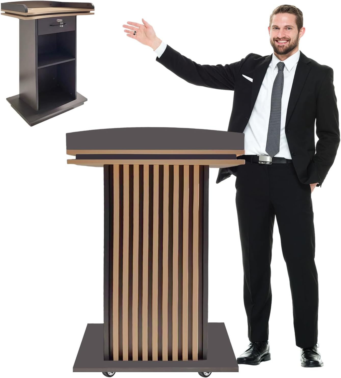 Wooden Podium,Portable Wooden Conference Debate Stand