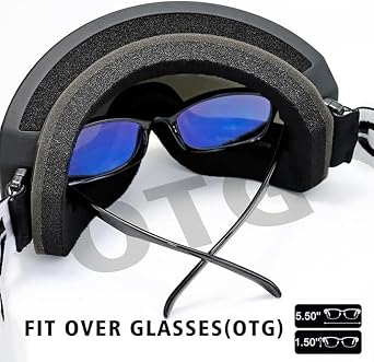 Savvy Specs - Ski/Snowboard Goggles, OTG Anti-Fog,100% UV Protection Snow Goggles, for Adults (Black/Red)