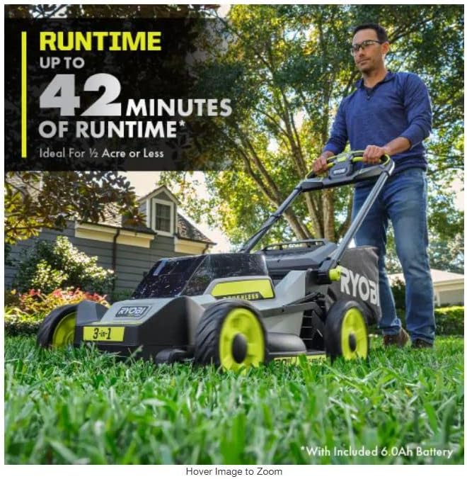 review RYOBI ONE RYOBI 40V HP Brushless 20 in. Cordless Electric Battery Walk Behind Self-Propelled Mower with 6.0 Ah and Charger, Black