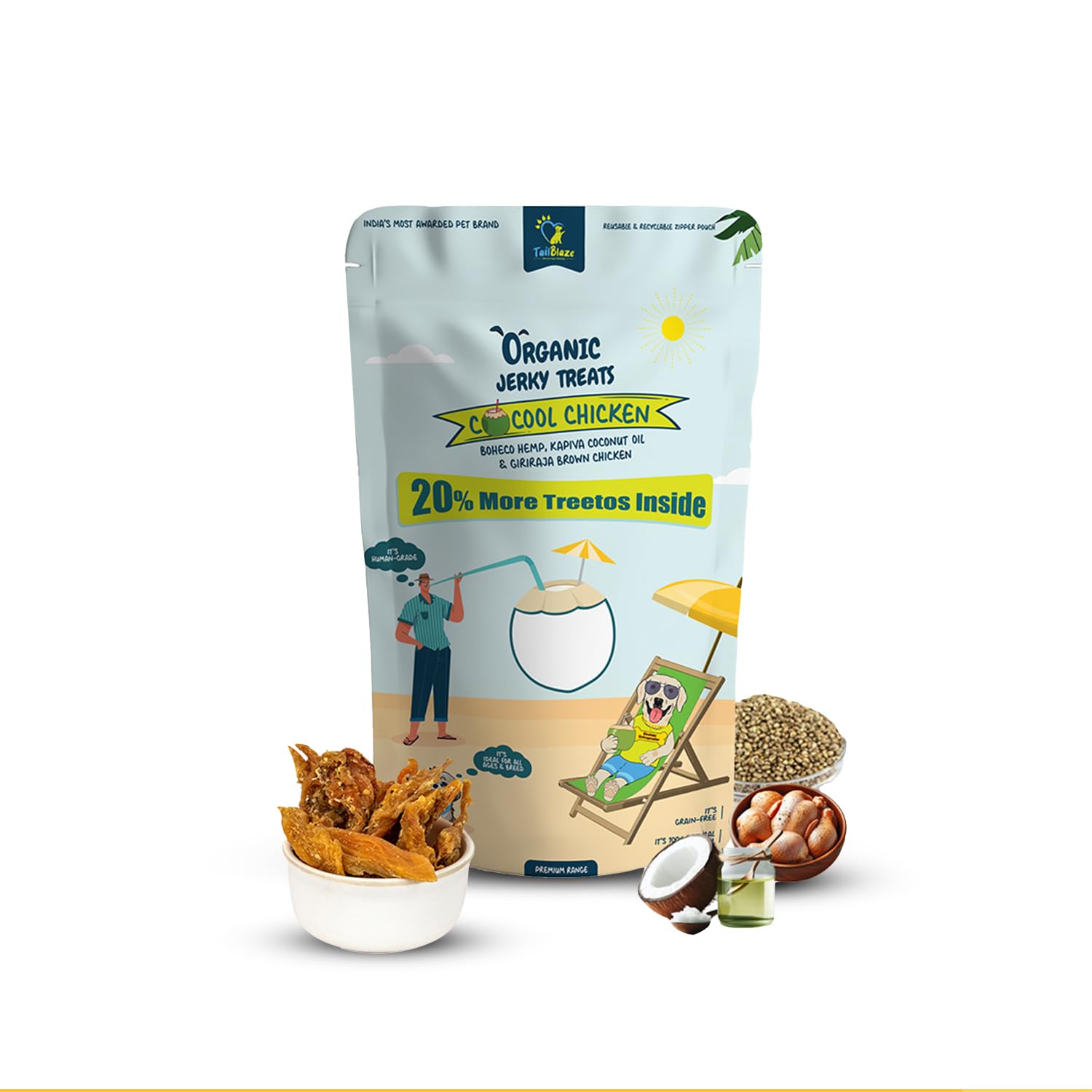 TailBlaze Cocool No Anxiety-Skin-Coat Issues Organic Dog Treats, Grain Free, Rawhide Free, Ideal Treats for Adult Dogs and Puppies, All Breeds, Chicken & Coconut 50g+ 20% Extra Free (B0D3FBNJZS) Amazon Price History, Amazon Price Tracker