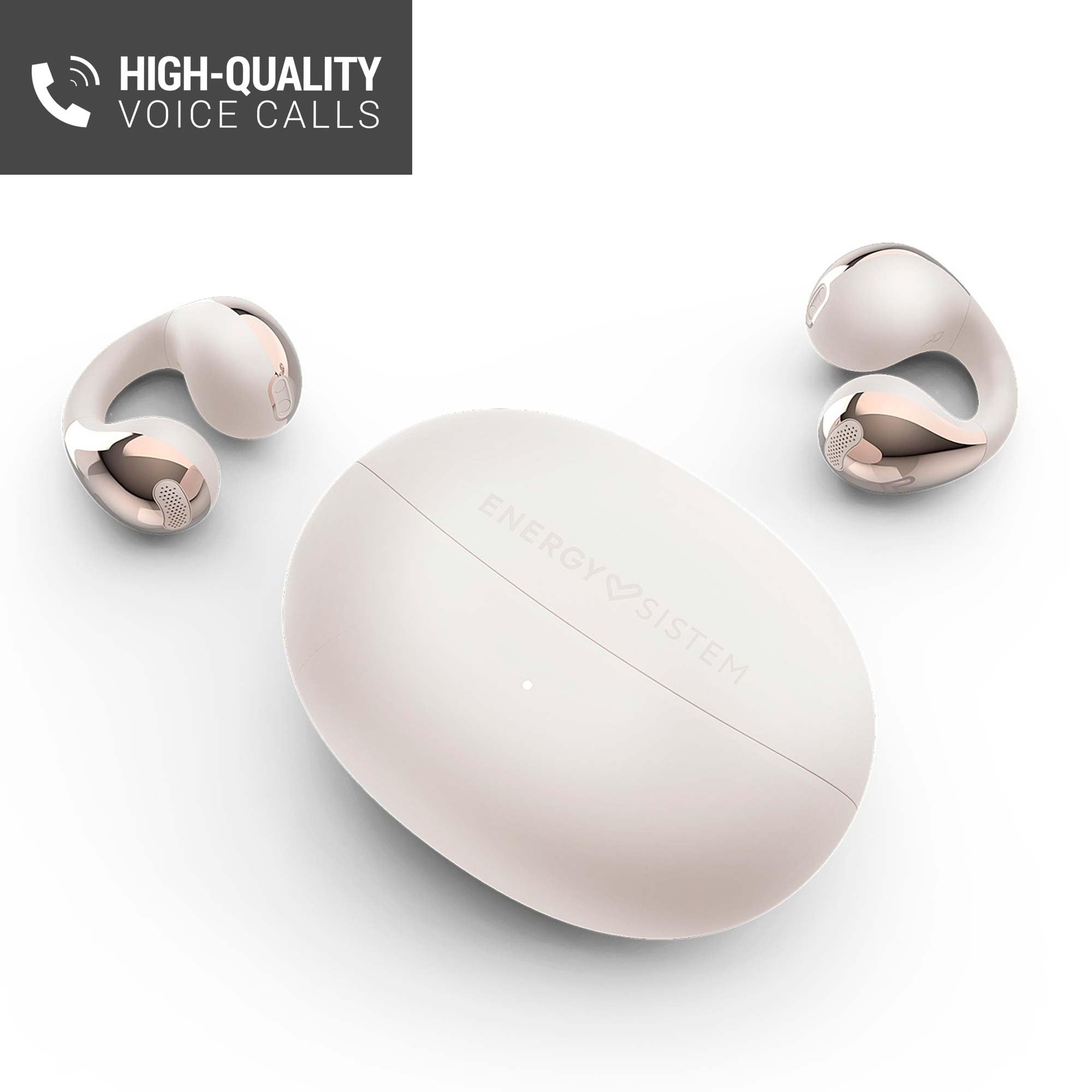 Energy Sistem CoolPods Auriculares Inalambricos Bluetooth 5.4 Deportivos Resistentes al Agua Open Sound ENC Cancelacion de Ruido en Llamadas 25H Bateria Multipoint IPX4 (Cream)