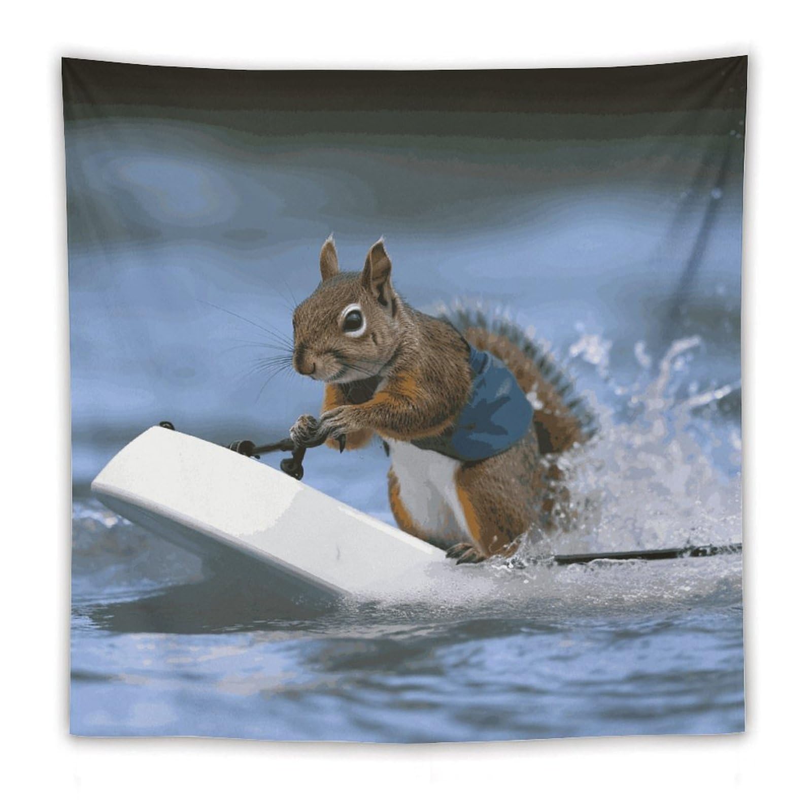 LDGSUPH Water Skiing Squirrel Tapestry Wall Hanging Decor Anti-fading Aesthetic Wall Tapestries Fashion Wall Blanket Decor Modern Wall Art Tapestry for Bedroom Home Decor 60"x60"