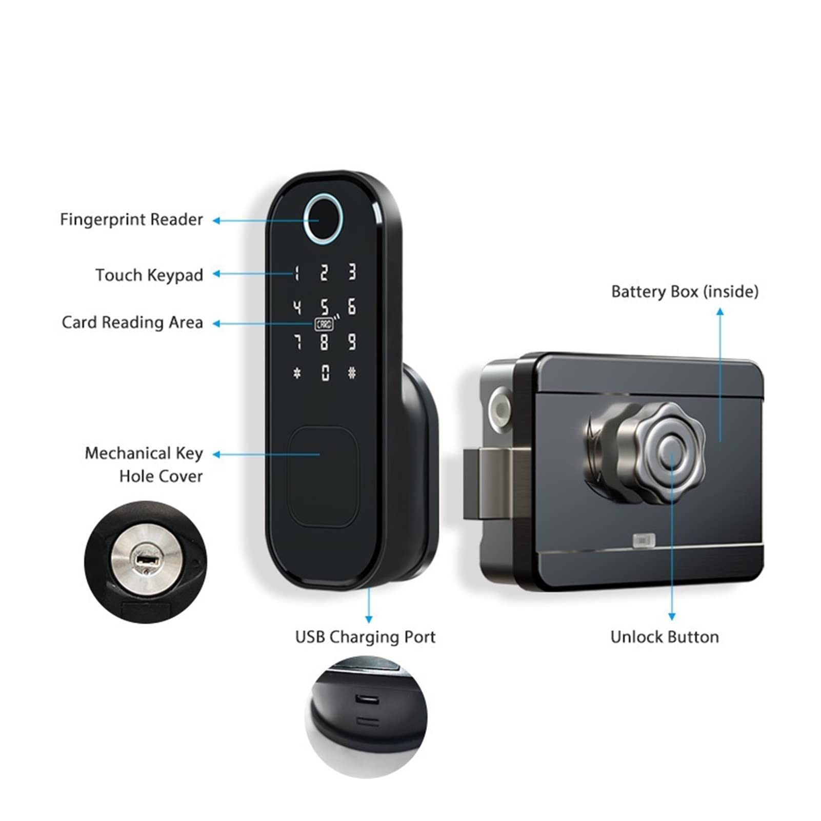 Blokada drzwi odcisków palców Wodoodporna brama Bluetooth Lock WIFI hasło IC. Kierownik Keyless Enter Electronic