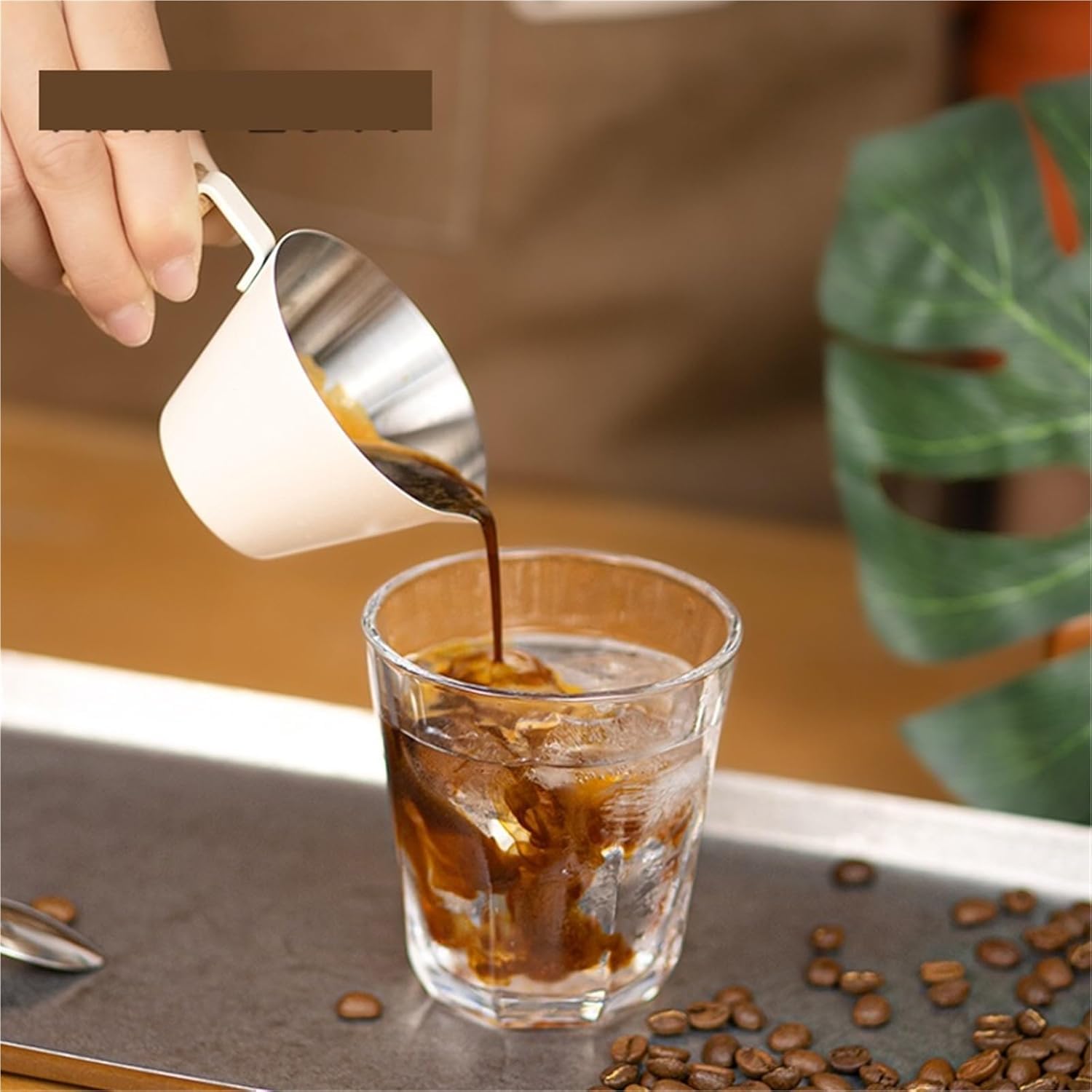 Tazas de café expreso de acero inoxidable de 100 ml Taza medidora con Escala Taza de chupitos de café expreso con Mango Tazas de leche Recipientes de burbujas (Más blanco)