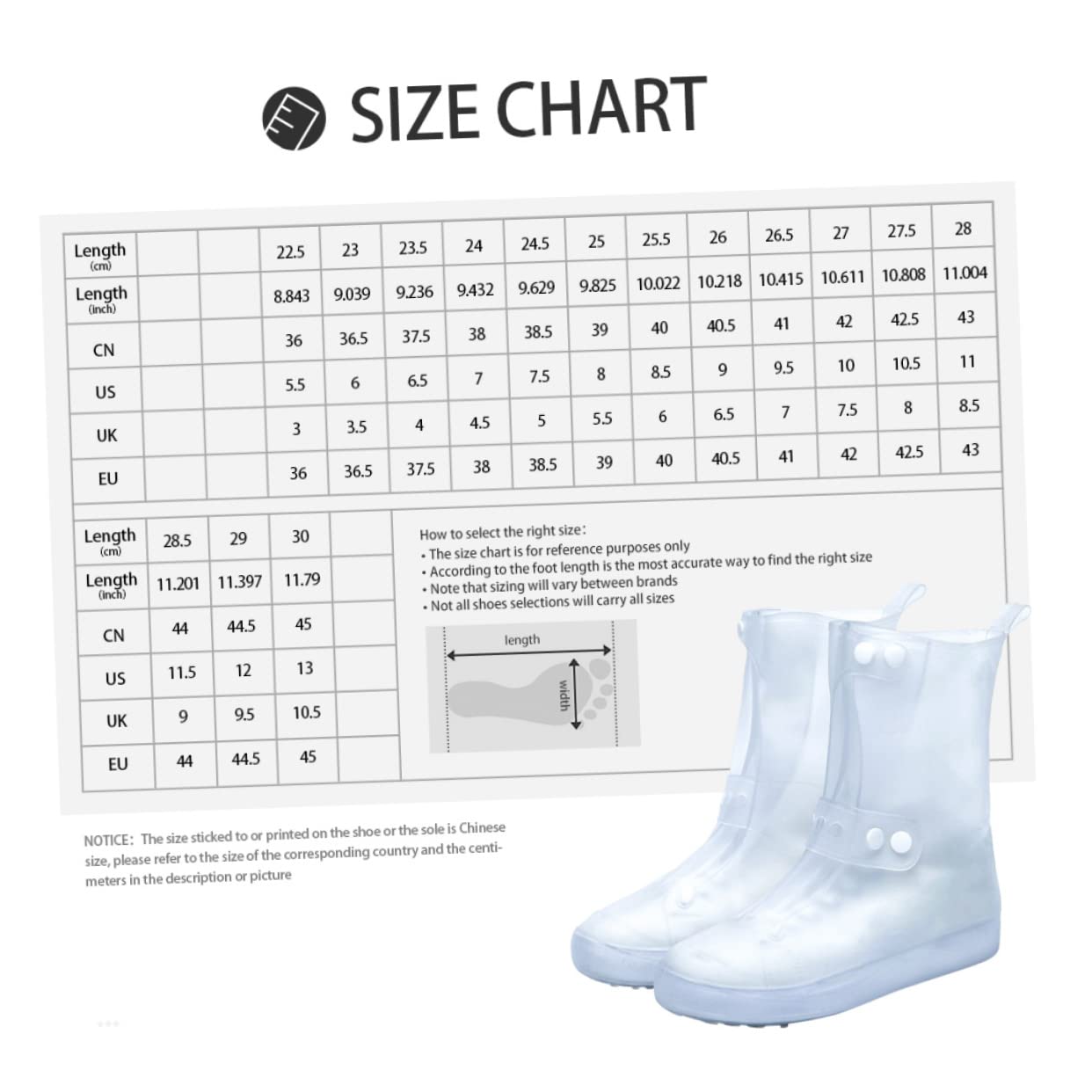 FOYTOKI 1 Pair Waterproof Overshoes Non-Slip for Rain Hiking Outdoor Activities