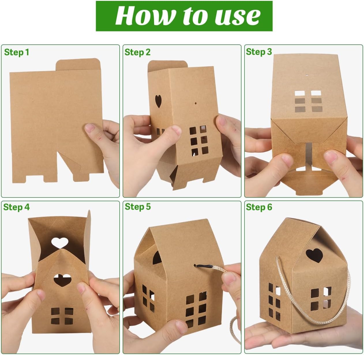 Beavorty Paper Boxes 15 Pcs Christmas House Treat Boxes Candy Bags Paper Packaging Boxes Cookie Container Party Favor Boxes for Wedding Christmas Birthday Party Wedding Box