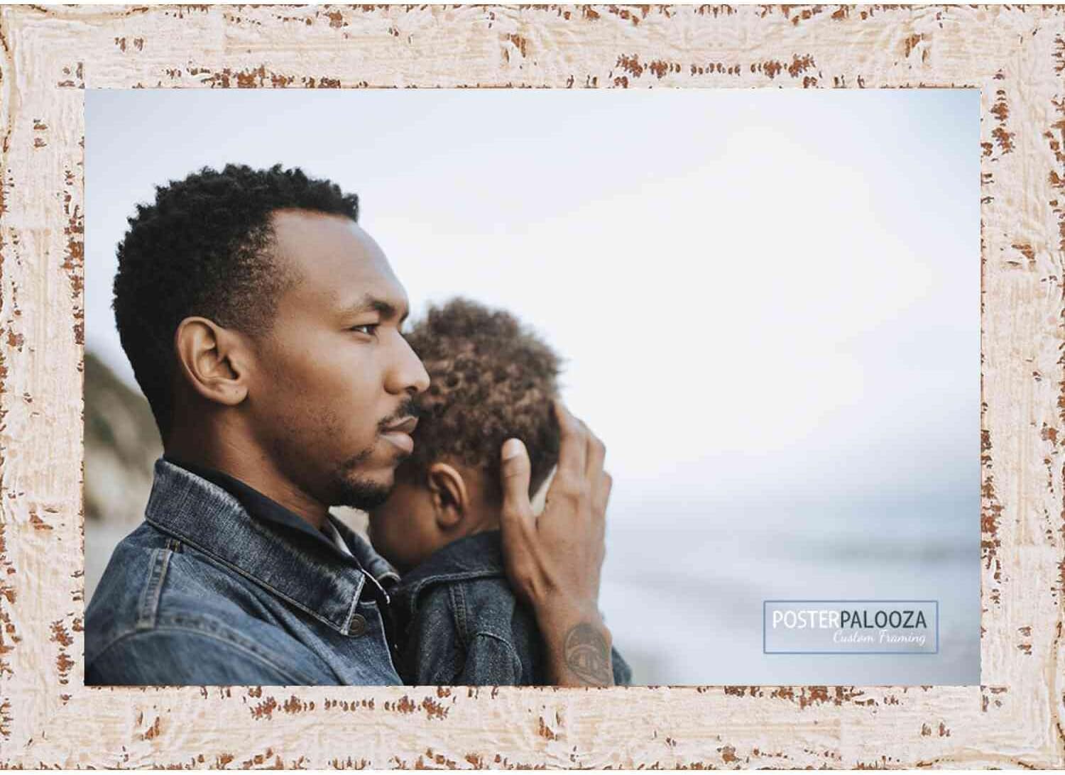 ポスター パルーザ 4x8インチ シャビーシック/ファームハウス ホワイト木製写真フレーム - UVアクリル、フォームボードの裏板、