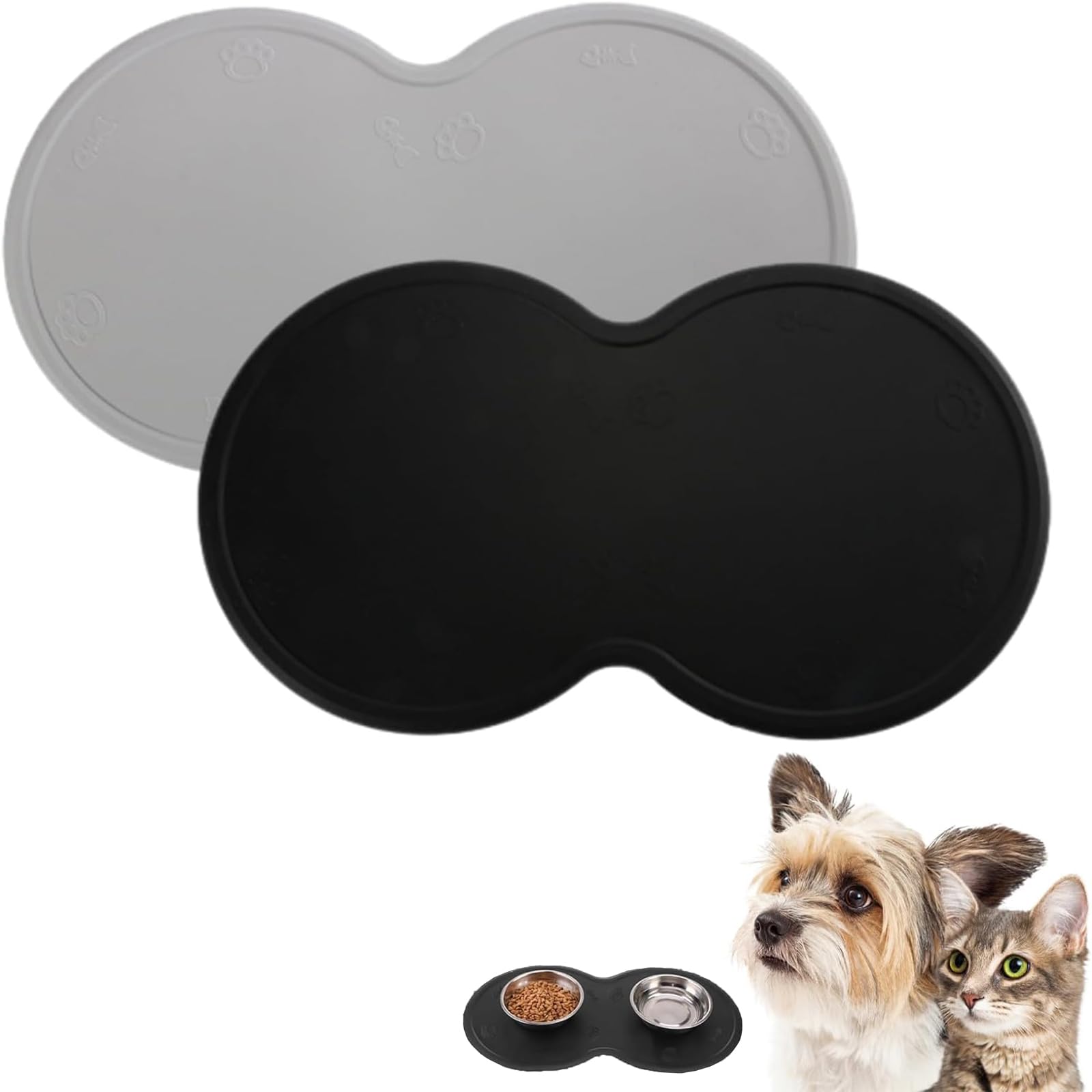 2pcs Dog Bowl Mat Dog Food Mat Dog Mat For Bowls Cat Food Mat Pet Food Mat Cat Mats For Food Bowls Dog Bowl Mats Non Slip Cat Feeding Mat For Dogs And Cats, Keep Floors Clean