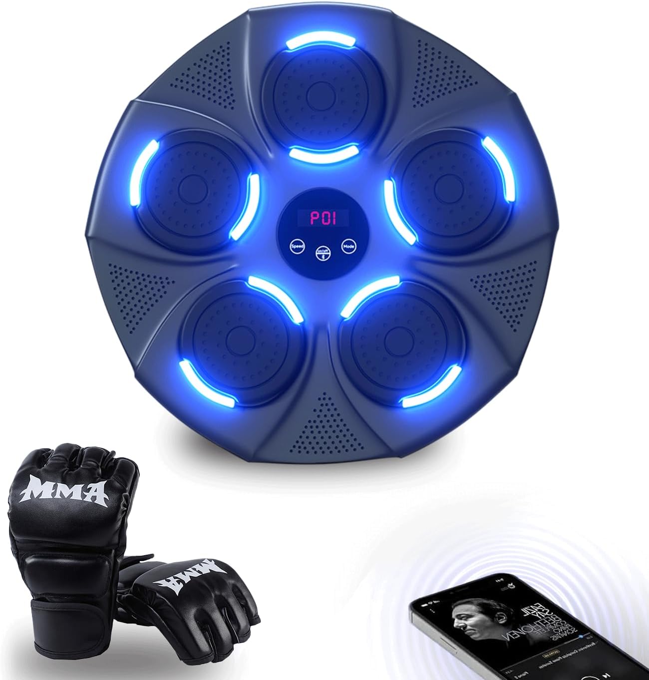 Music Boxing Machine for Adults, Boxing Machine Wall Mounted Music with Gloves, Boxing Music Workout Machine for Home, Indoor and Gym