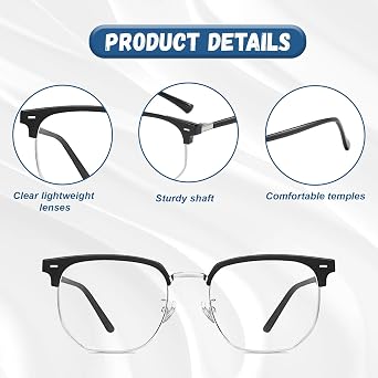 Blue Light Blocking Glasses - 2PCS Fashion Gaming Glasses with Blue Light Filter, Anti Glare & Headache Relief