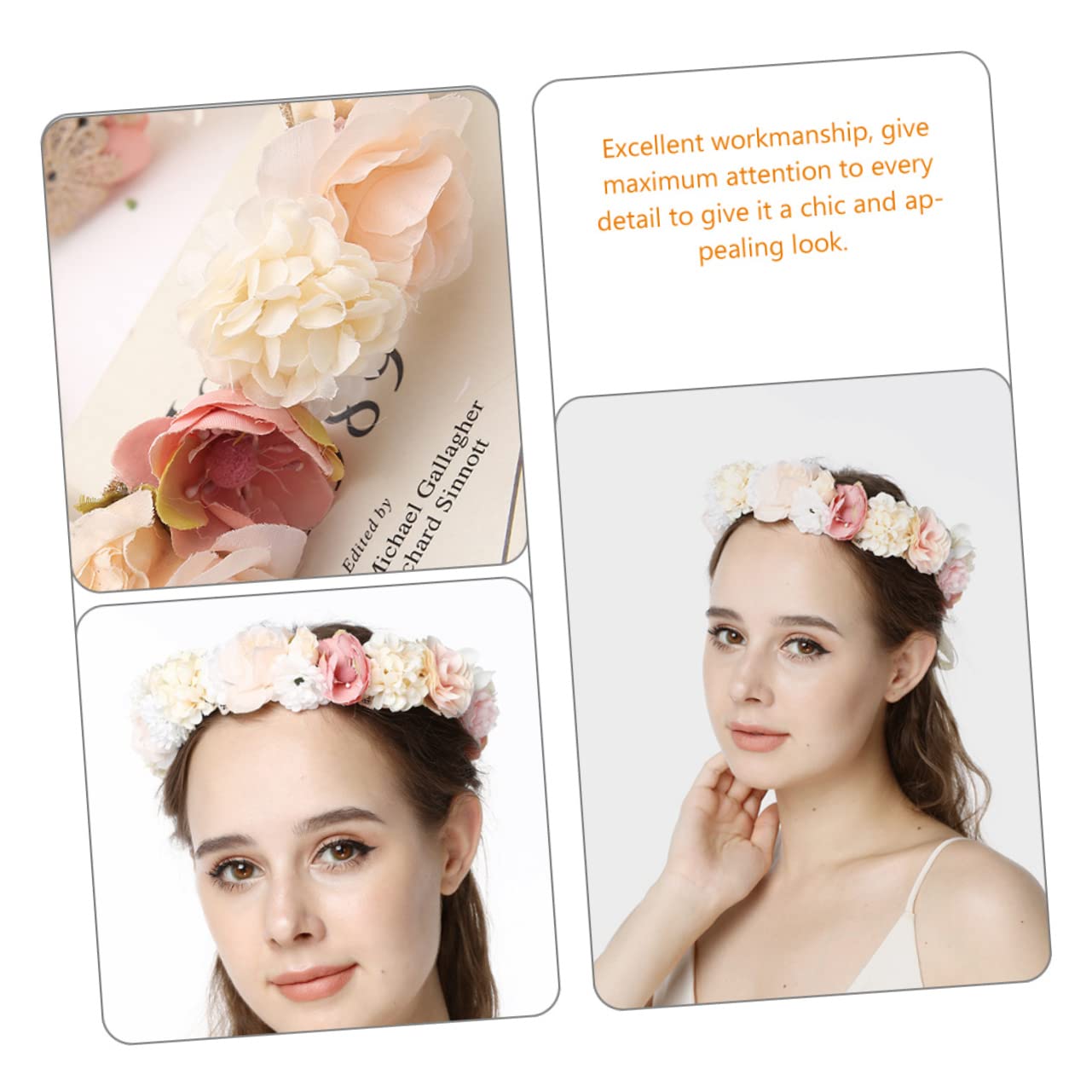 Beavorty 4piezas Diadema Floral Para Novia y Niñas Adornos De Cabello Artificiales Accesorio De Festival y Boda Diseño y Cómodo Para Fiesta y Celebraciones