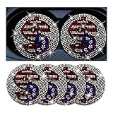 ANFTDCO Bling Car Cup Holder Coaster, 4PCS 2.75 Inch US Dollars Crystal Rhinestone Anti-Slip Vehicle Cup Holder Insert Mat, Shockproof Automotive Interior Water Bottle Coaster, Universal Fit