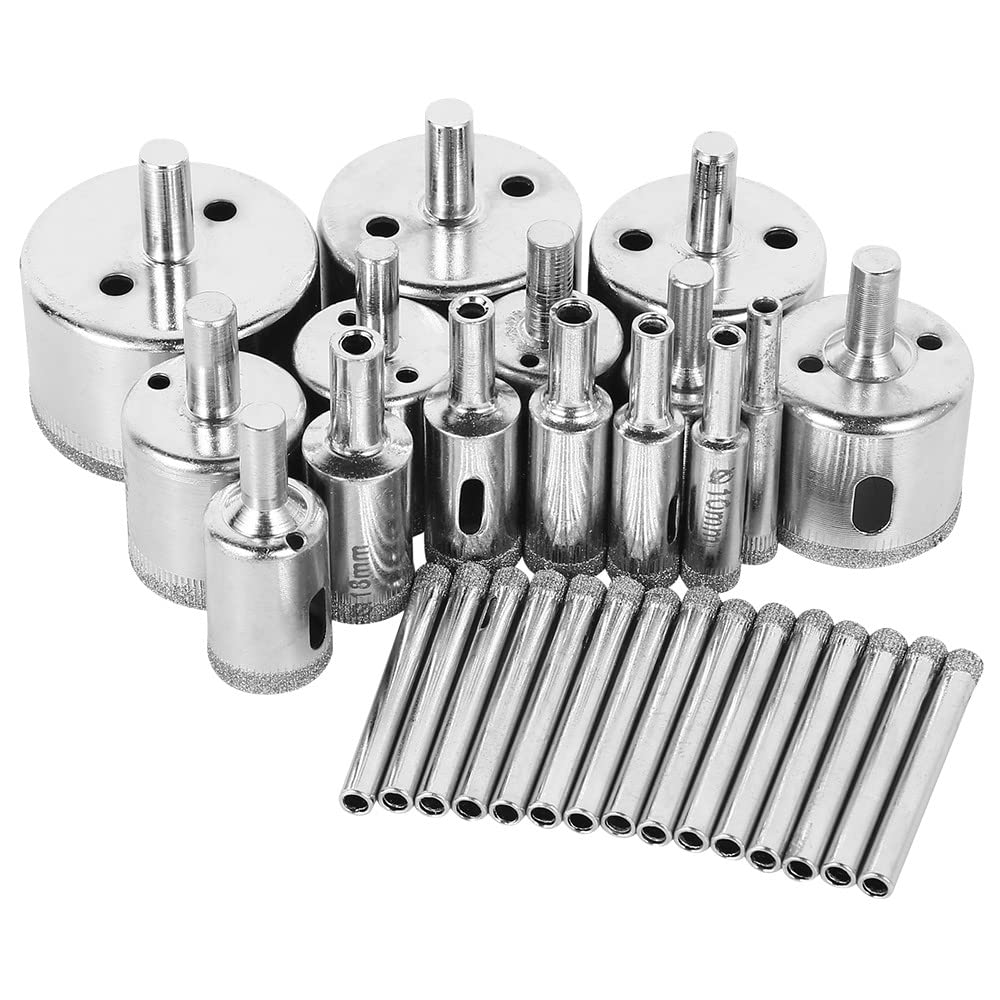 Juego de brocas con revestimiento de diamante de 30 piezas, brocas de sierra de cerámica de vidrio de mármol para azulejos para herramientas eléctricas, broca de perforación de mármol de 6 mm-50 mm,