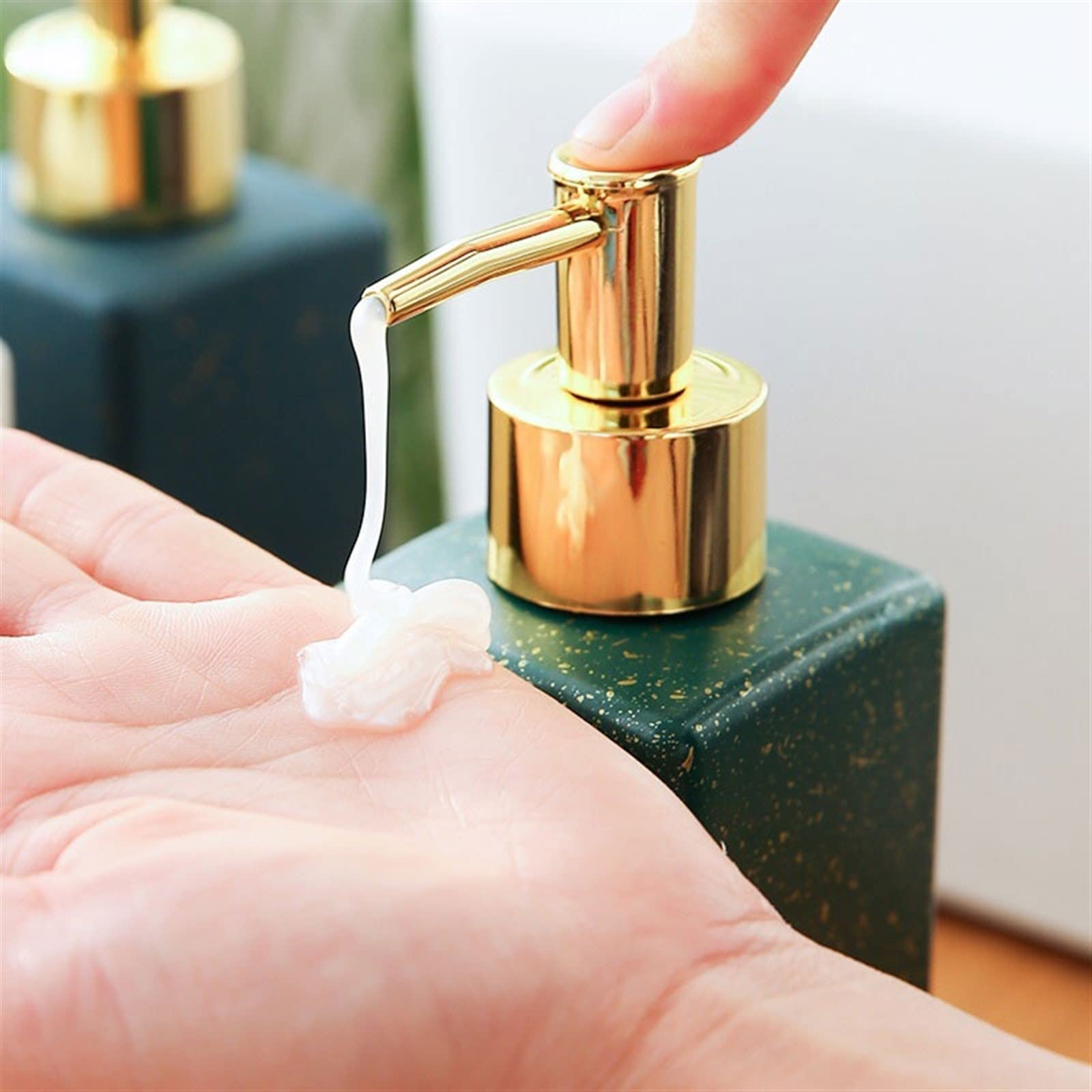Dispensadores de jabón, loción prensa, champú, gel de baño, dispensador de cerámica separado para hotel, hogar, cocina, contenedor dispensador de líquidos, Squeezi, tamaño único