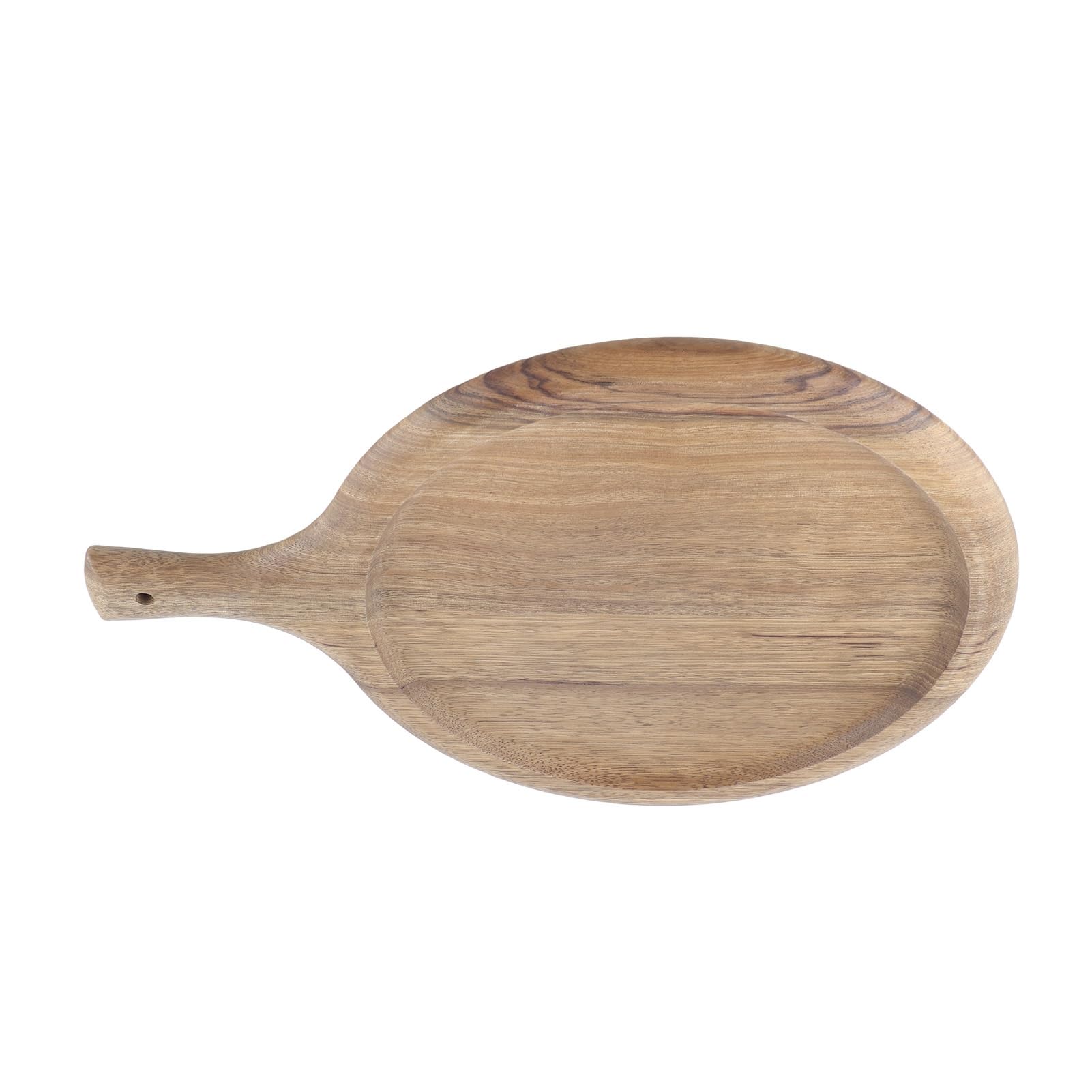 Pizzablech aus Holz, rundes Pizzabrett mit Griff, Schneidebrett, Backgeschirr, Küchen-Backutensilien zum Servieren von Pizza, Sushi, Desserts, Snacks in Restaurants, Cafés und