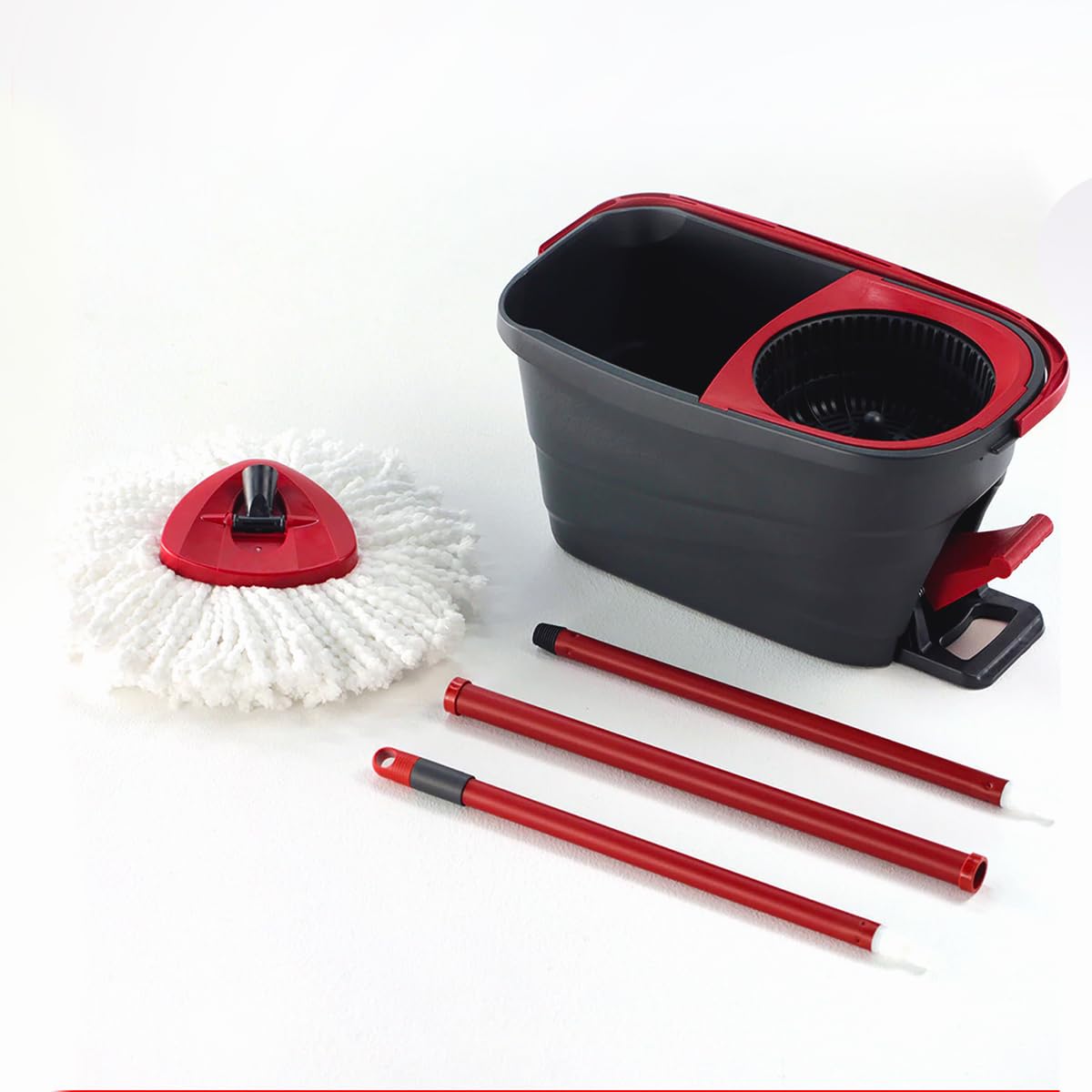 Kit de Limpieza, Escoba con Cubo de Pedal, Mango Telescópico de Fregona con Escurridor Giratorio, Fregona de Microfibra