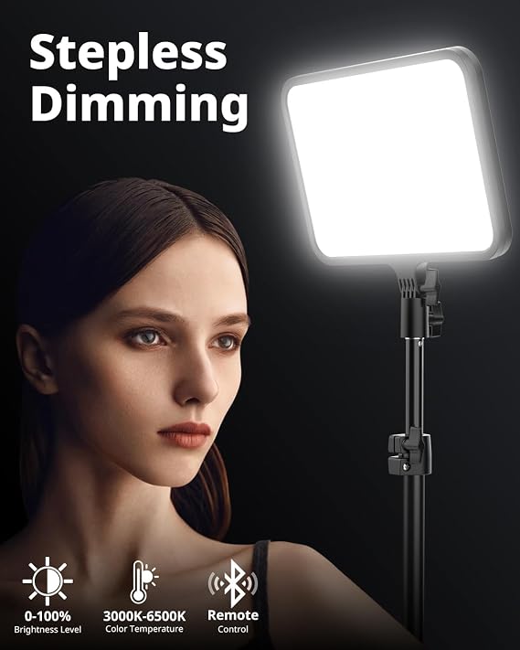 UBeesize 2 Pack LED Video Light Kit, Photography Lighting, 13 Studio Lights with 65 Tripod Stand and Phone Holders, Podcast Lighting for Video Recording,Tiktok,YouTube