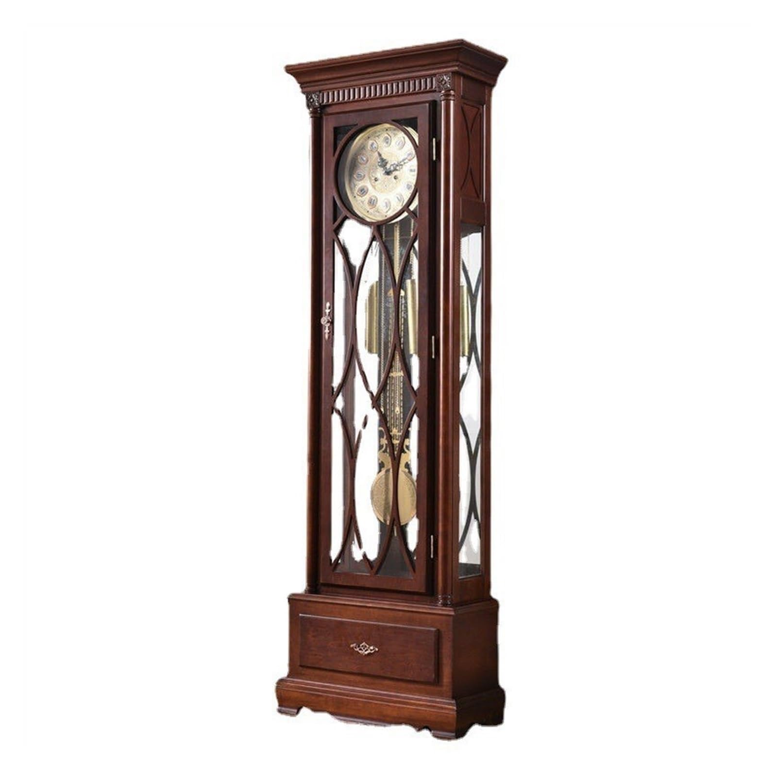 FZL02068LM Grandfather Grandfather Floor Clock Vertical Home Decor with Illuminated Case & Cable-Driven Chime Movement Standing clock