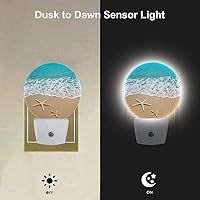 Vista 2 de EKOBLA Luz nocturna de océano, arena de playa, olas de mar, luces nocturnas enchufables con sensor de atardecer a amanecer para dormitorio, baño