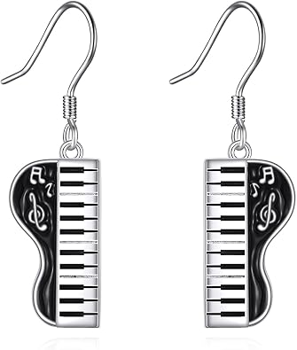 Piano Keyboard Dangle Earrings for Women 925 Sterling Silver