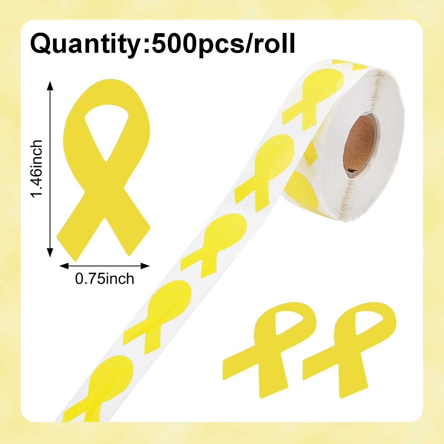 WANDIC Yellow Ribbon Stickers, 500 Pcs Awareness Stickers for Event Gift, Letter Bags, Burgundy, 19 x 37 cm - Image 3