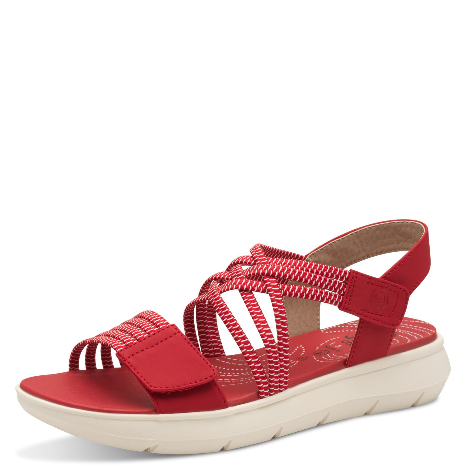 Jana Coshy Women’s Flat Sandals with Velcro Vegan, Red, 7,5 UK