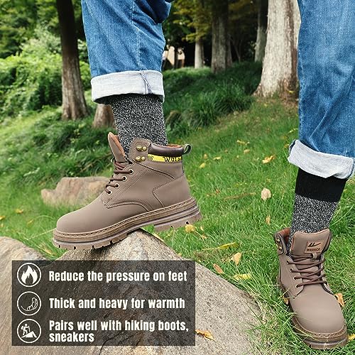 Toes Home Thermal Hiking Socks for Men Warm Thick Crew Socks Winter Cold Weather Wool Tall Calf 4 Pack Outdoor Boot Socks Gifts Christmas Stocking Stuffers4