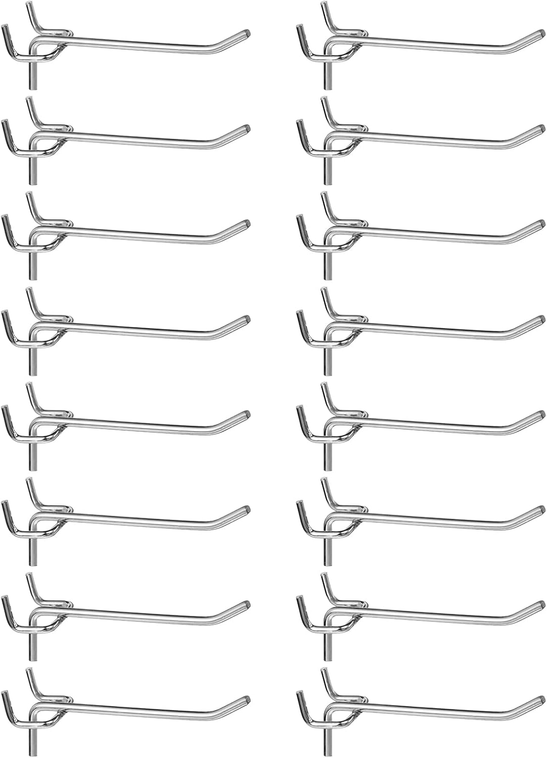 HARFINGTON 60pcs Pegboard Shelving Hooks 4" Stainless Steel Peg Board Display Hook Hanging Holders Wall Mount Organize Tools for Workbench Garage Kitchen Store, Silver
