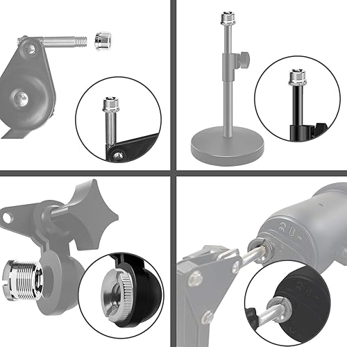 Miniatura 4 de Adaptador de tornillo de micrófono moleteado macho de 58 pulgadas a hembra de 38 pulgadas para soporte de micrófono de micrófono de 4 piezas