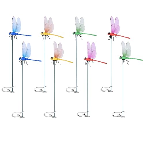 Spiritlele 8 PCS Fake Dragonfly Clip Colorful Hat Clip 3D