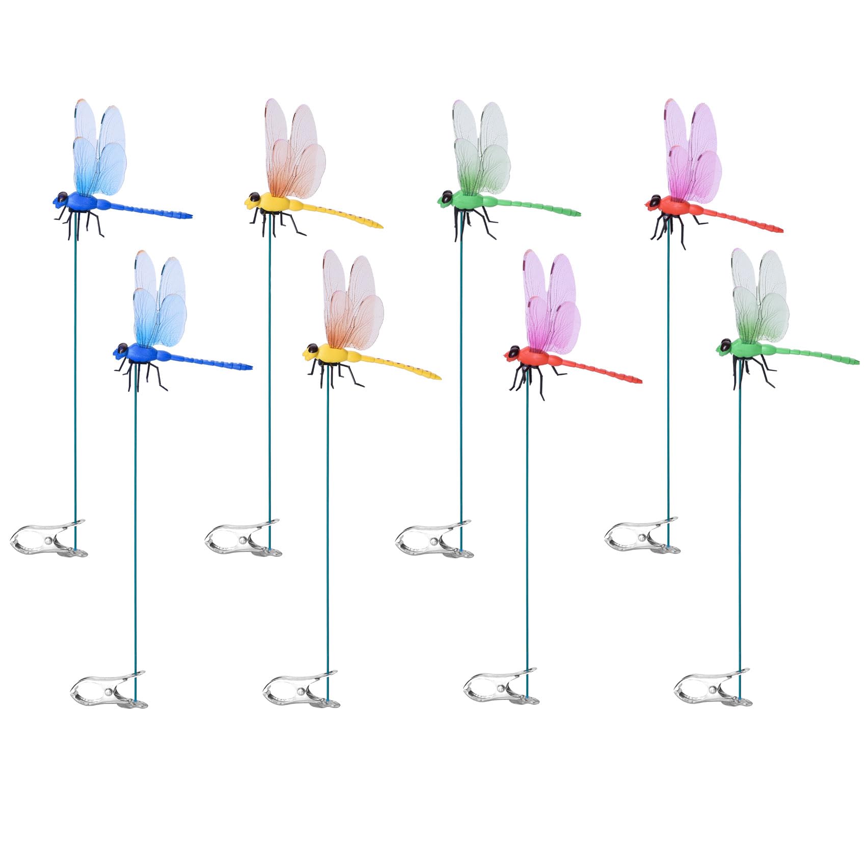 Clips libellule 3D colorés Spiritlele avec pinces de fixation amovibles lot de 8