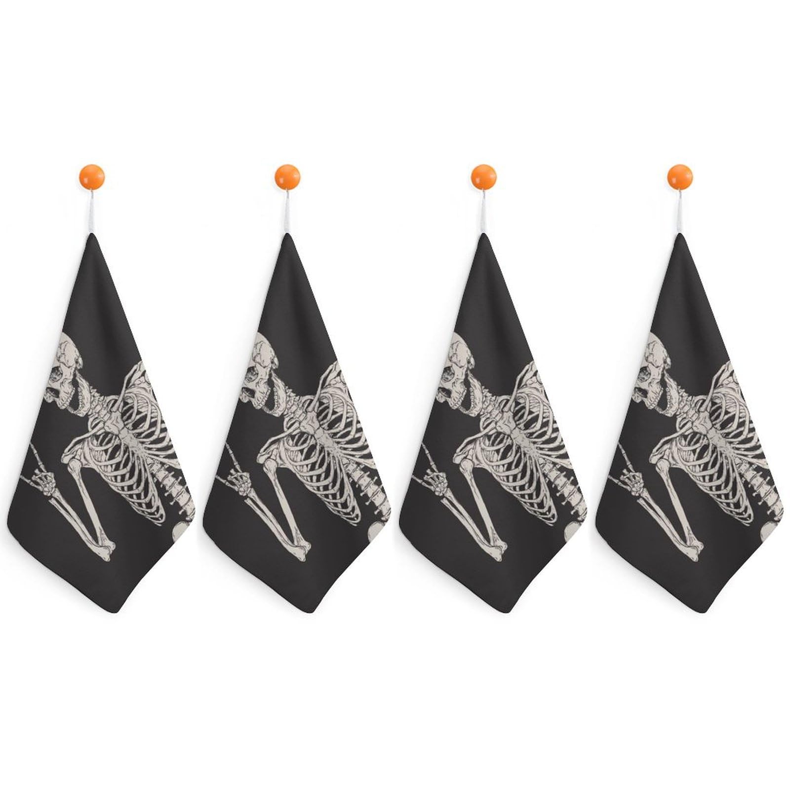 LWORZIIB 4 Piece Hanging Hand Towels, Skull Small Dry Hand Towel for Kitchen Bathroom