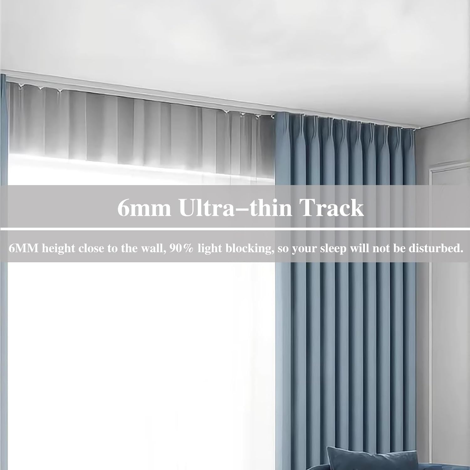 Low Profile Curtain Track Ceiling Mount, Blackout Room Divider Track System 6Mm Height, Wall Curtain Rod Brackets for Heavy Drapes Sliding,White-300cm(118 1/8 (White 120cm(47 1/4)