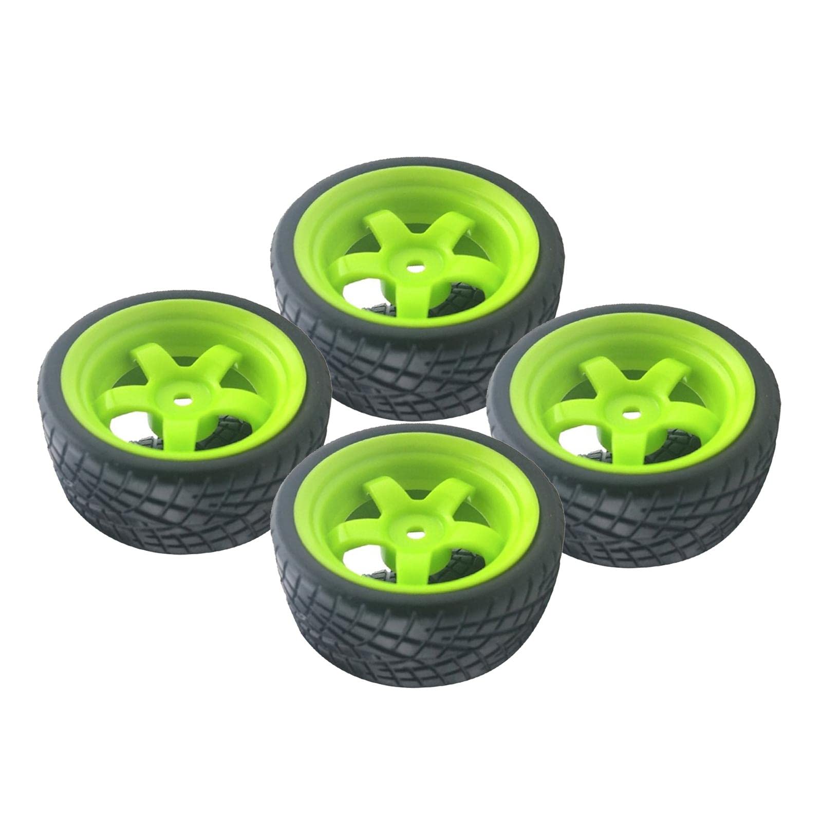 4xRC Car Trunk Hub Wheel Rim &Tires Universal for 1/10 RC Car Parts Green-image-34