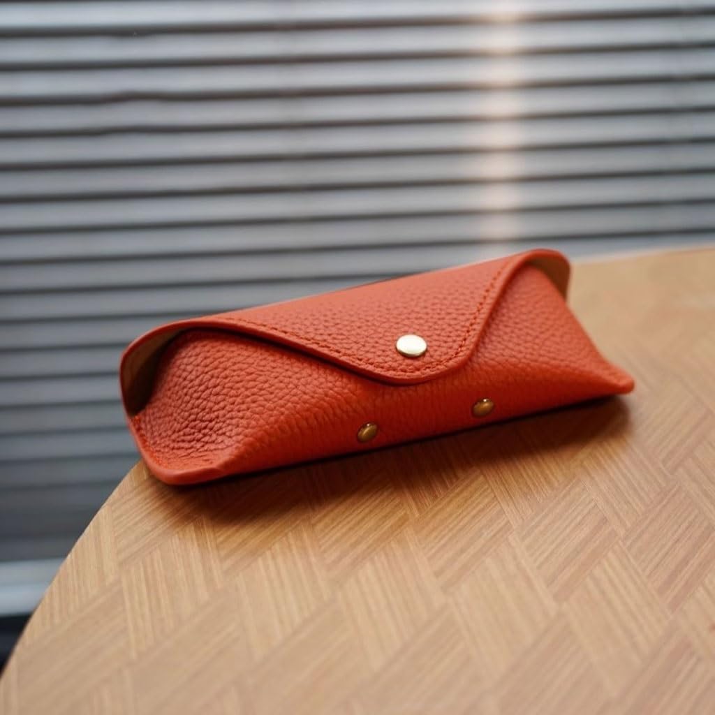 Tragbare Brillentasche, Handgefertigtes Brillenetui Aus Echtem Leder, Unisex, Verdickt Brillenetui für Damen