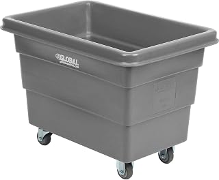 Global Industrial 6 Bushel Plastic Bulk Box Truck, Direct Mount Base, 500 lbs. Capacity, 3" Non-Maring Rubber Casters, Gray, 33-2/5"L x 23" W x 24-1/2"H