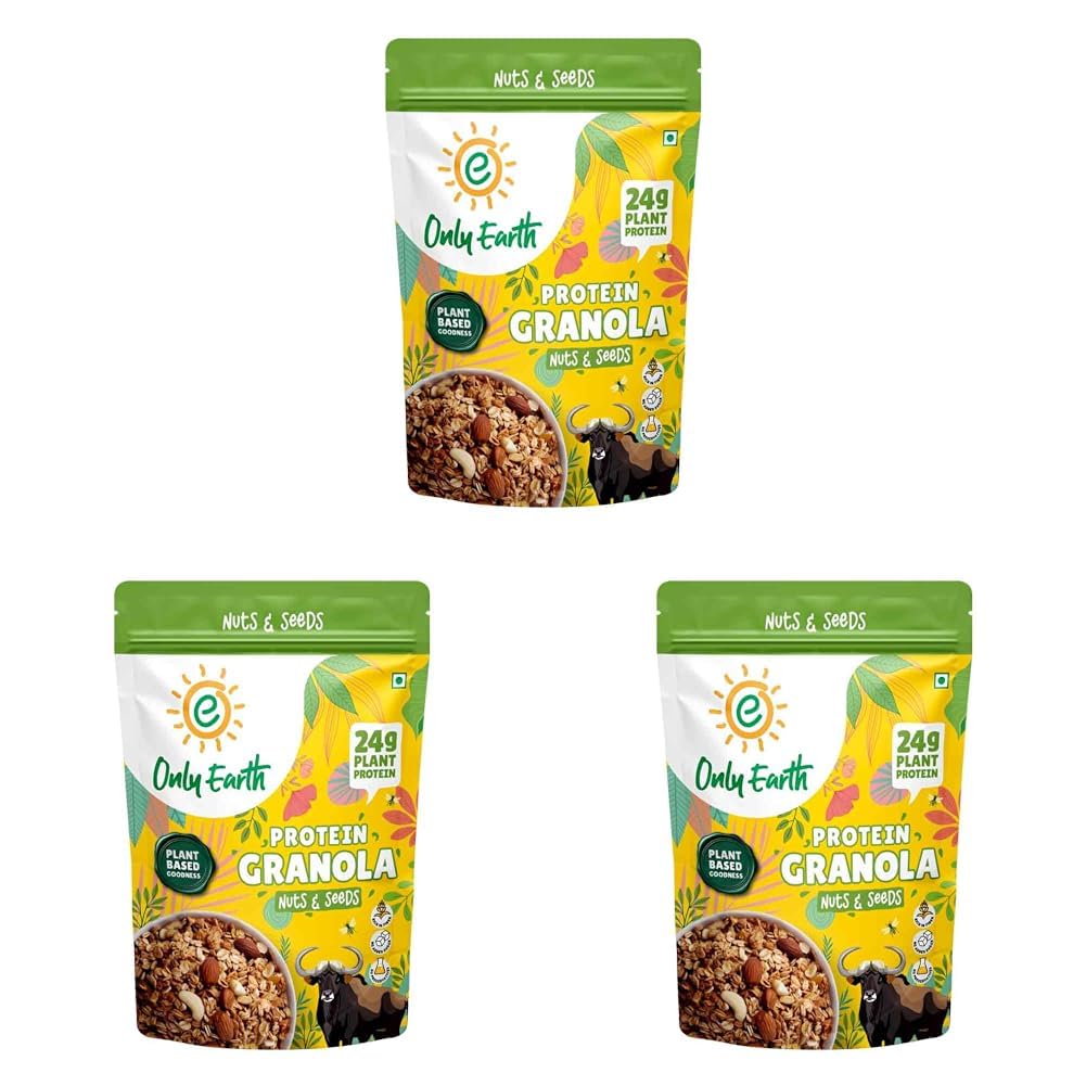Only Earth Protein Granola | Nuts & Seeds | 24g Plant Protein | High Fiber | No Added Sugar | Dairy-Free | With Almonds, Cashews, Pumpkin Seeds, Flax & Chia | 350g (Pack of 3)-picture-15