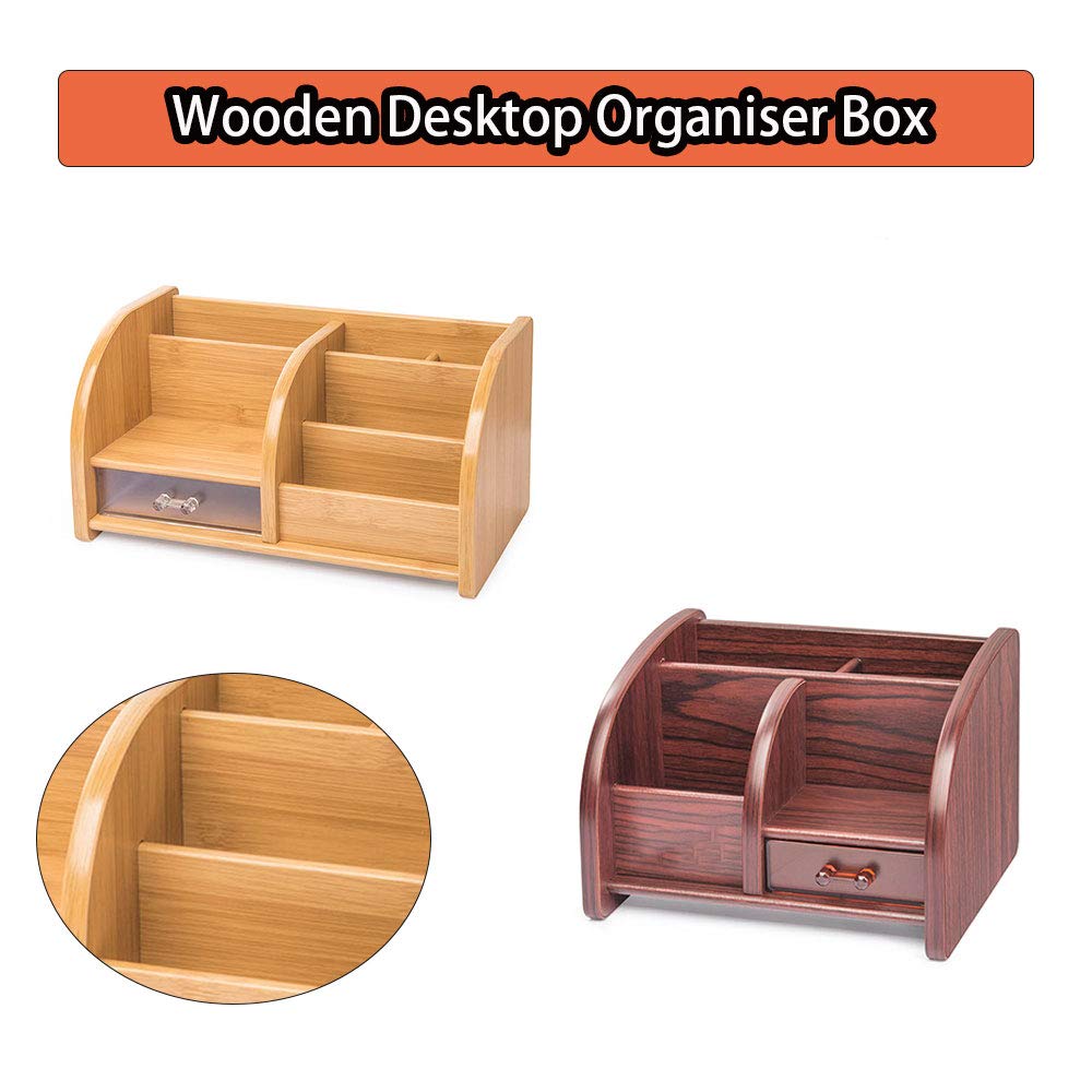 Organizador de escritorio de madera, multifuncional, cajón, papelería, escritorio, organizador de escritorio para el hogar, la oficina y la escuela