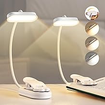 Bonsery 2 Stück Leselampe Buch Klemme, USB C Wiederaufladbare Buchlampe 16 LED mit Stufenlose Dimmung & 3 Farbtemperatur(Warm/Kühl/Natürlich), Flexibel Leselampe Buch für Nachtlesen ins Bett, Weiß