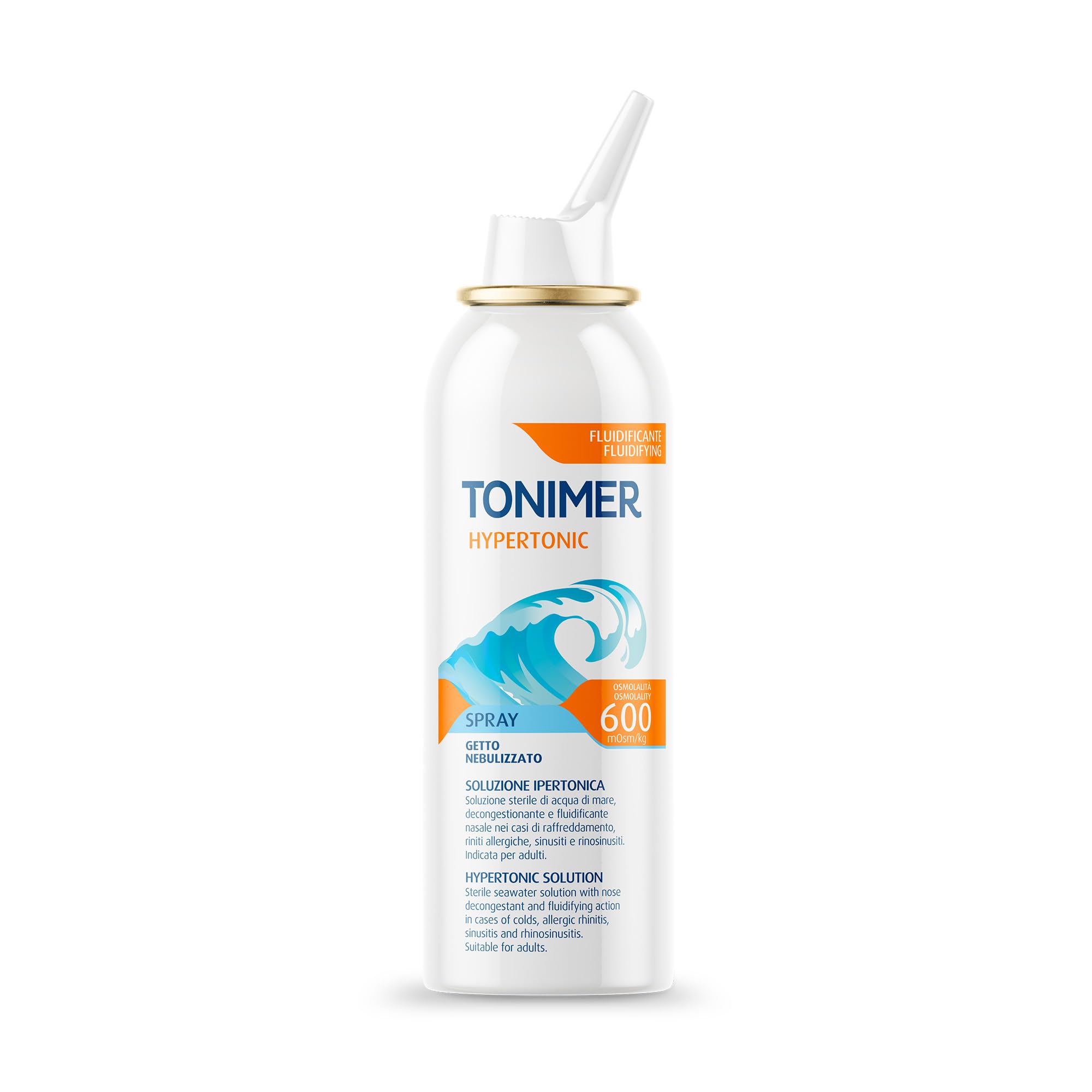 Tonimer MD Hypertonic Spray – 100 ml – Soluzione Ipertonica Sterile di Acqua di Mare – Decongestionante e Fluidificante Nasale – Per Riniti allergiche Sinusiti e Rinosinusiti