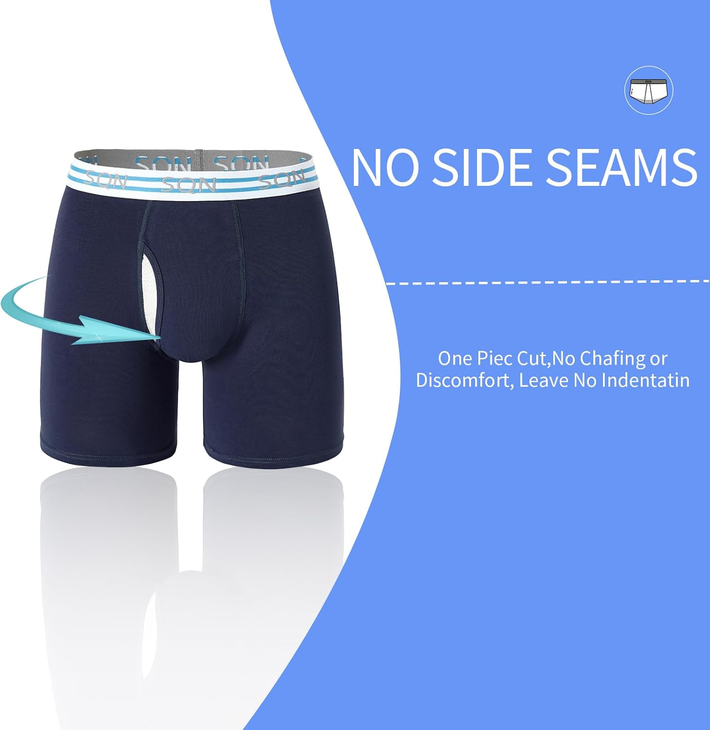 Mens Cotton Boxer Briefs - Anti Chafing Underwear Men, Boxer Briefs for Men Pack, Premium Comfort Support Multi-Pack - Image 4