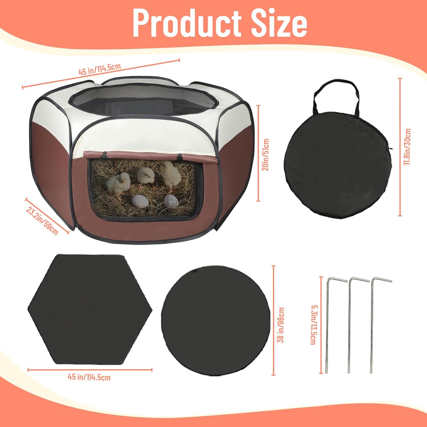 Chicken Brooder Box for Chick Starter Kit - 2026 Upgrade Double Door Chicks Brooder Pen/Chickens Playpen/Chick Tent Baby Chickens Supplies Up to 15 Baby Chicks,Duck,Quail image 5
