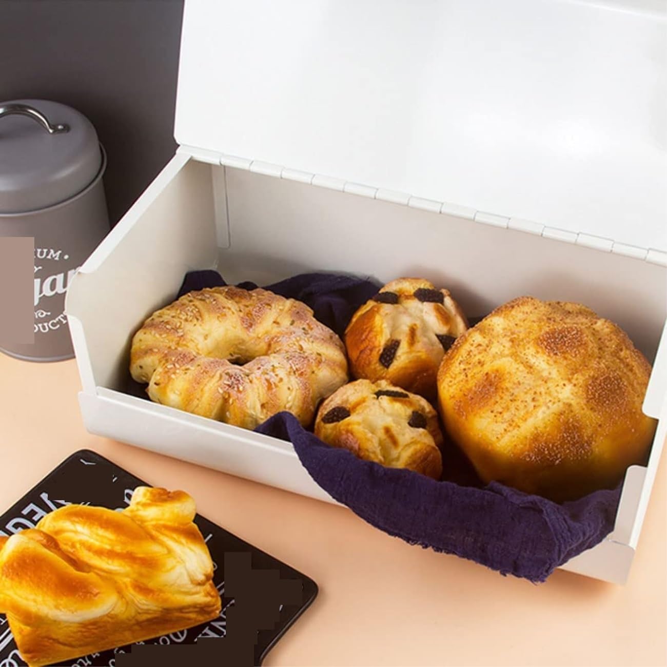 Przechowywanie Kuchenne Metalowy Pojemnik Na Chleb Wielofunkcyjny Do Przechowywania Przekąsek Wystrój Chleba Do Przechowywania Chleba(Grün)